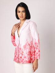 Pink Blazer With Floral Border