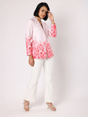 Pink Blazer With Floral Border