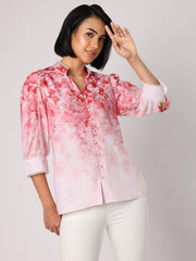 Pink Floral Top With Lace Detail