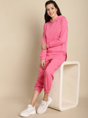Embellished hoodie with high-low hem combined with jogger