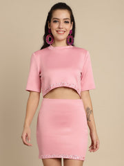 Embellished Pink Skirt & Top