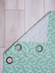 Branchlet Aqua Polyester Cotton Printed Curtain