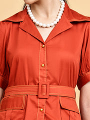 Rust Contrast thread detail co-ord set with belt