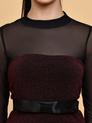 Party Dress With Mesh Crop Top