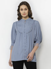 Greyish Blue Pintuck Tunic