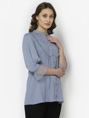 Greyish Blue Pintuck Tunic