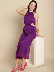 Purple Elegant Solid Jumpsuit
