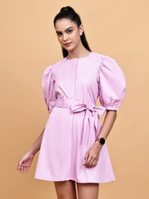 Lilac Short Dress with Belt