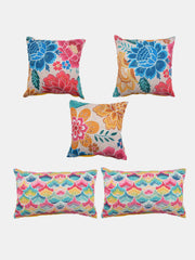Set Of 5 Floral Cushion Cover Set