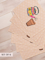 Set Of 6 Cutting Chai Printed Placement