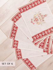 Set Of 6 Gerua Printed Placement