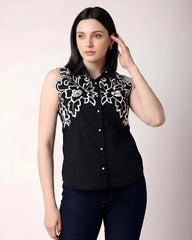 Black & White Shirt With Embroidery