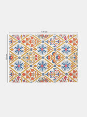 Mewar Yellow 4'x5.5' Printed Cotton Carpet