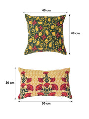 Set of 5 Botanical Garden Square and Rectangle Cotton Cushion Covers