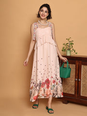 Floral Border Print Midi Dress