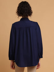 Blue tie-knot shirt