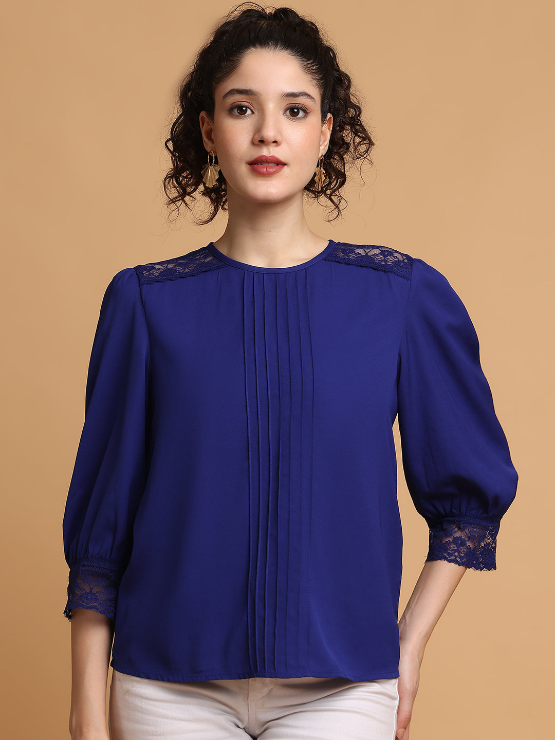 Blue lace detail Top