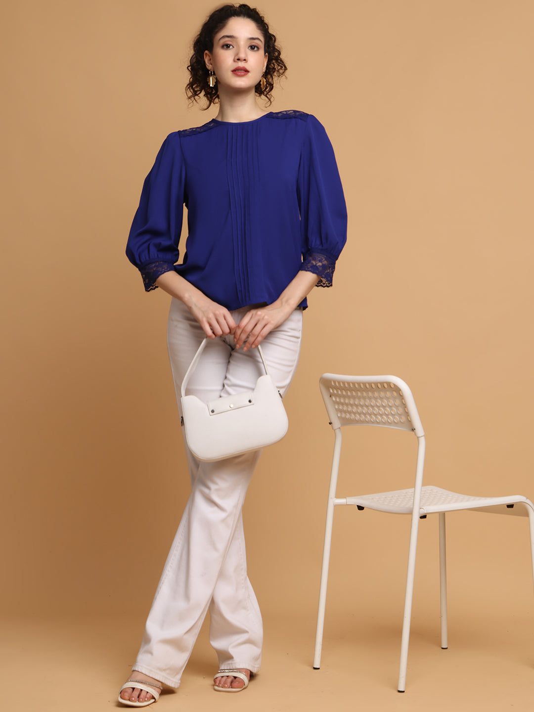 Blue lace detail Top