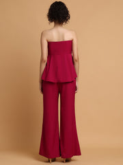 Purplish Pink Tube Top With Trousers