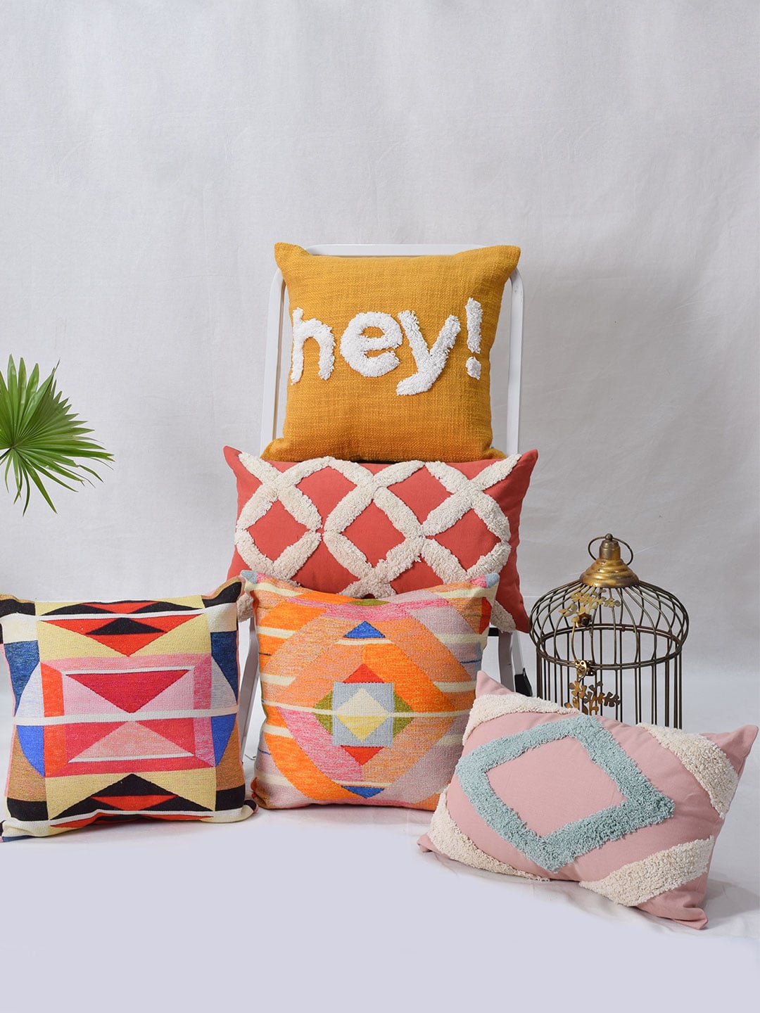 Set of 5 Singapore Square 40X40CM & Rectangle 30X50CM Cotton Cushion Covers