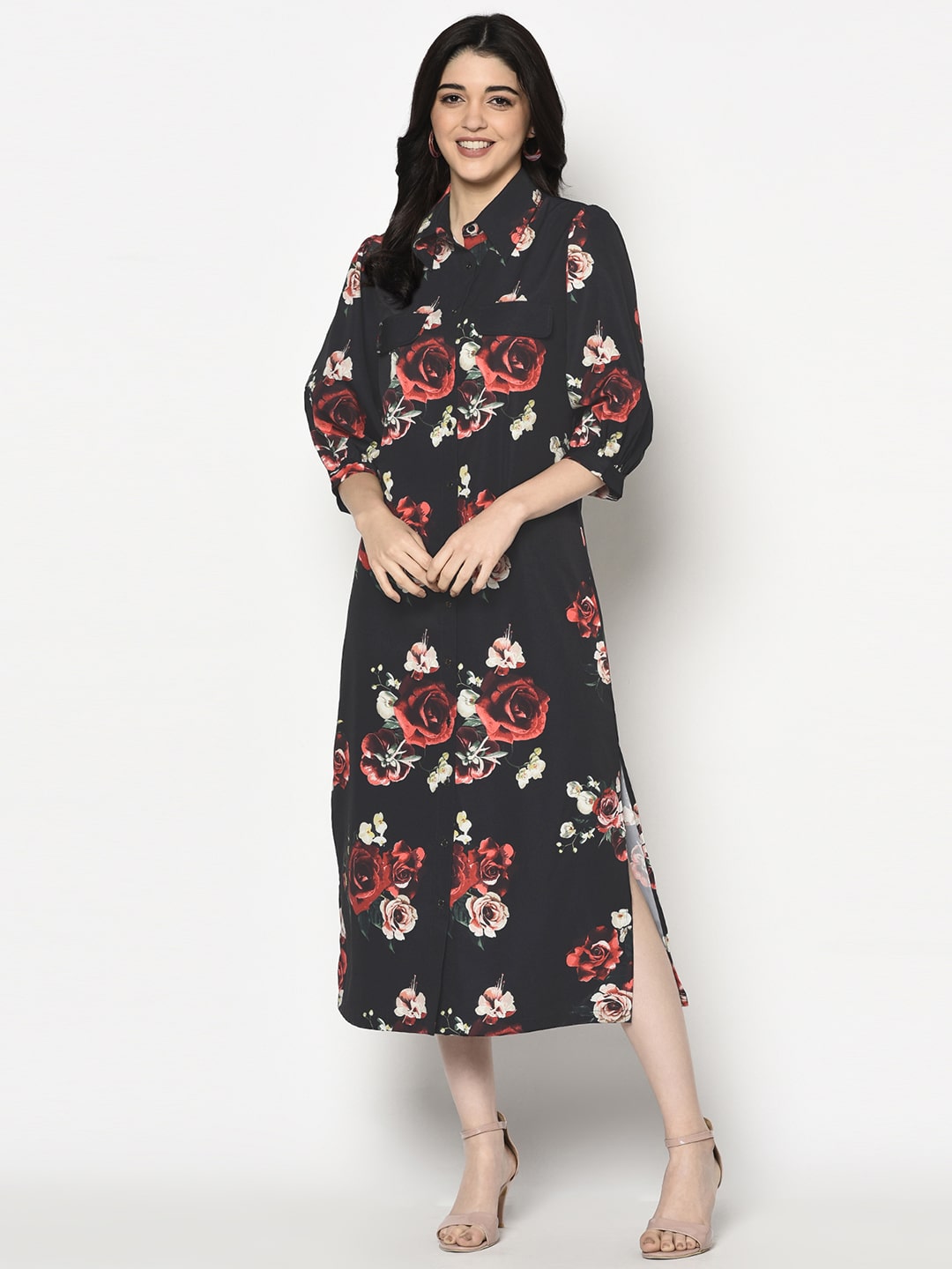Black Floral Long Tunic