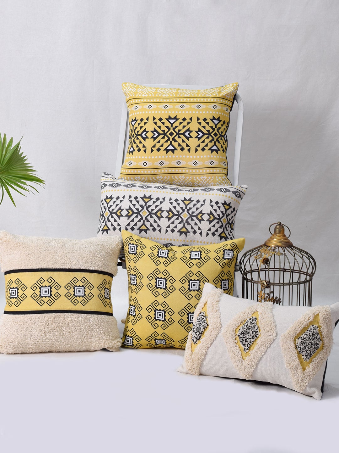 Set of 5 Jaisalmer Square 40X40CM & Rectangle 30X50CM Cotton Cushion Covers