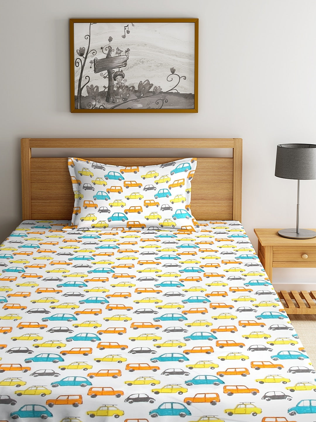 Horn Please Kids Bedsheet with Pillow Case