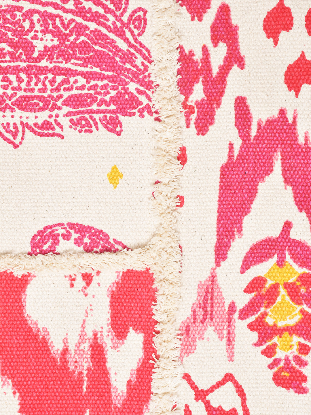 Garden of Ikat Pink Coloured 4'x5.5' Cotton Printed Carpet