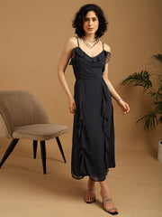 Charcoal grey Slip dress with frill