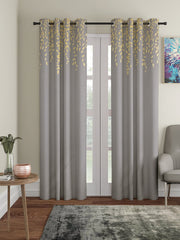 Set of 2 Long Door Gold Leaf Curtain