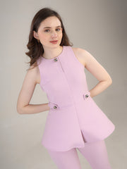 Lilac peplum top- trousers set