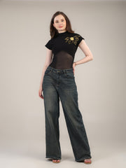 Black Party Ready Bodysuit Top
