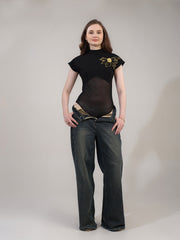 Black Party Ready Bodysuit Top