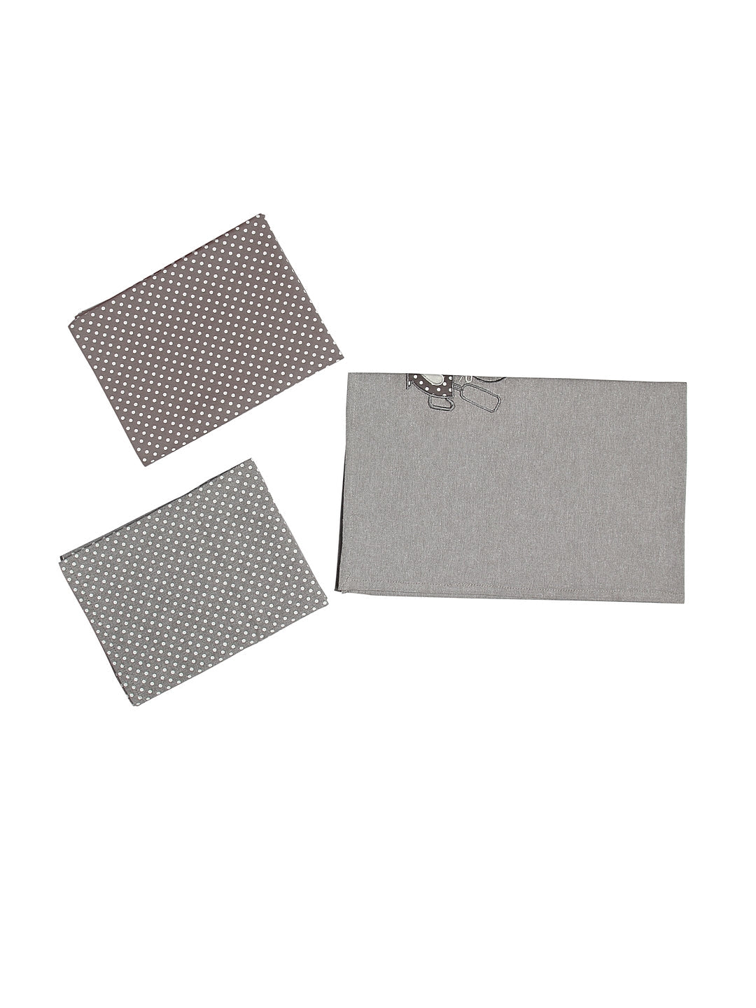 Set Of 3 Chambray Embroidered & Printed Kitchen Towel