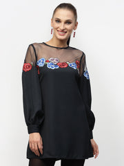 Navy Blue Embroidered Tunic