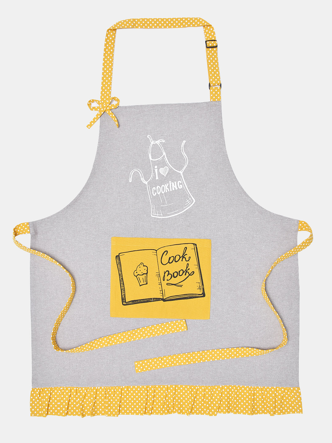 Cookbook Grey Cotton Printed Apron