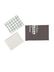 Set Of 3 Zesty Check Printed Kitchen Towel