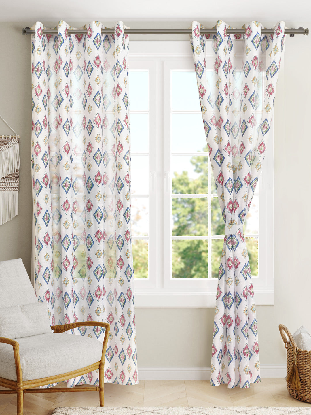 Mia 7ft. Set of 2 Printed Sheer Curtains