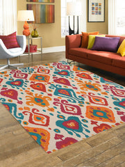 Ecletic Ikat Printed "4x5.5 ft." Cotton Carpet