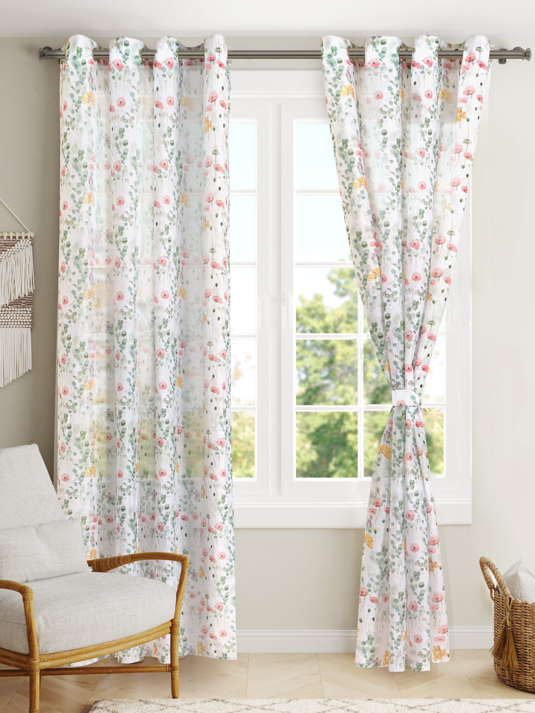 Misty 7ft.Set of 2 Printed Sheer Curtains