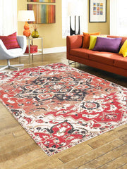 Jodhpur Rusty Red 4'x5.5' Printed Cotton Carpet