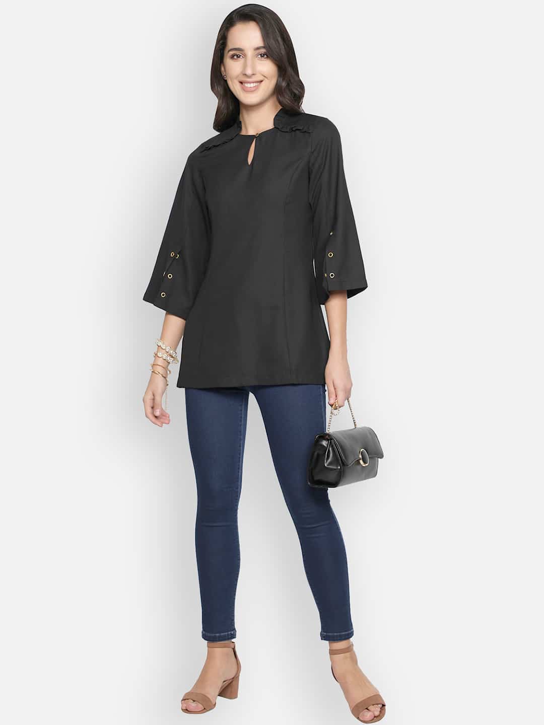 Eyelet Black Tunic