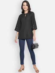 Eyelet Black Tunic