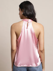 Pink Wrap Satin Top