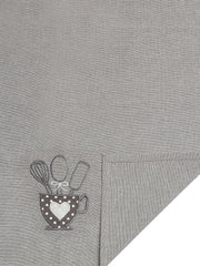 Set Of 3 Chambray Embroidered & Printed Kitchen Towel