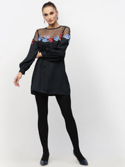 Navy Blue Embroidered Tunic