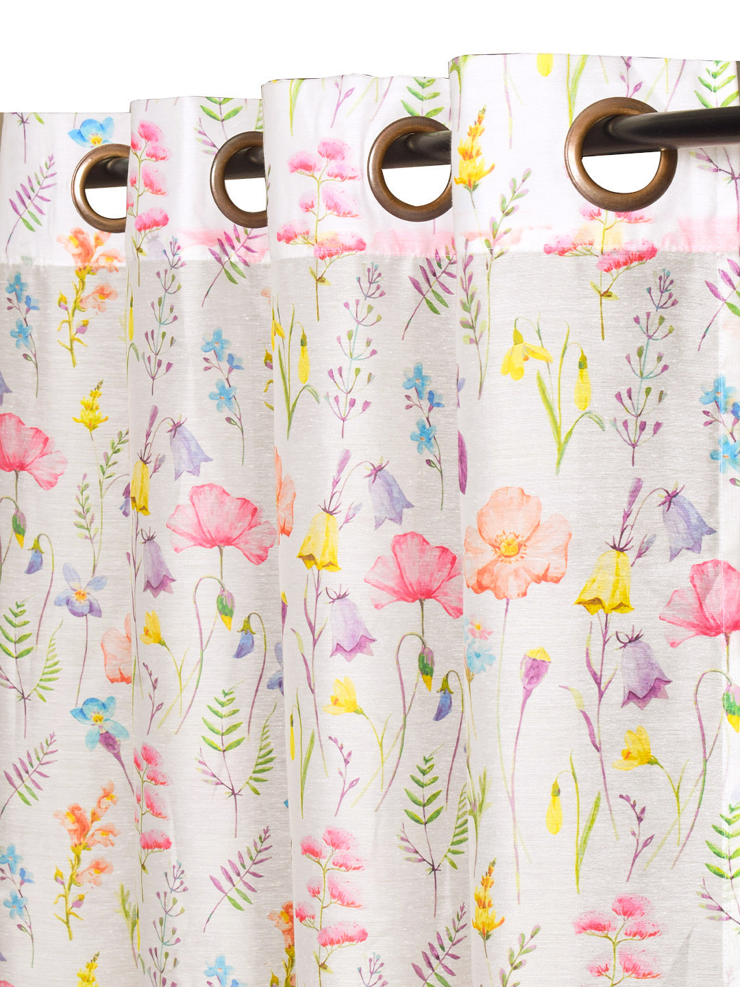 Set Of 2 Floral Garden Digitally Printed 7Ft. Curtain Sheer