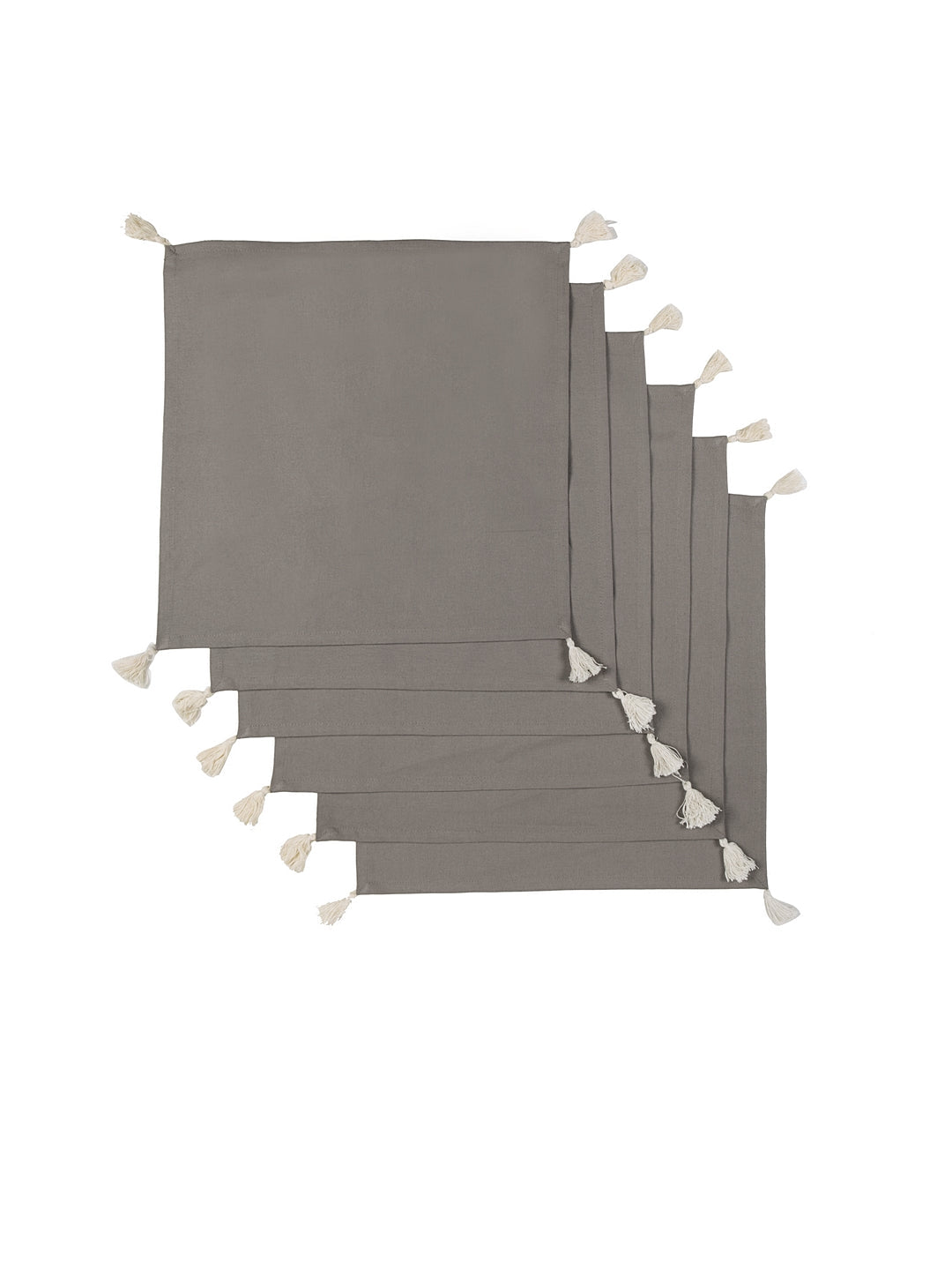 Set of 6 & 8 Fawn Tasseled Table Napkins