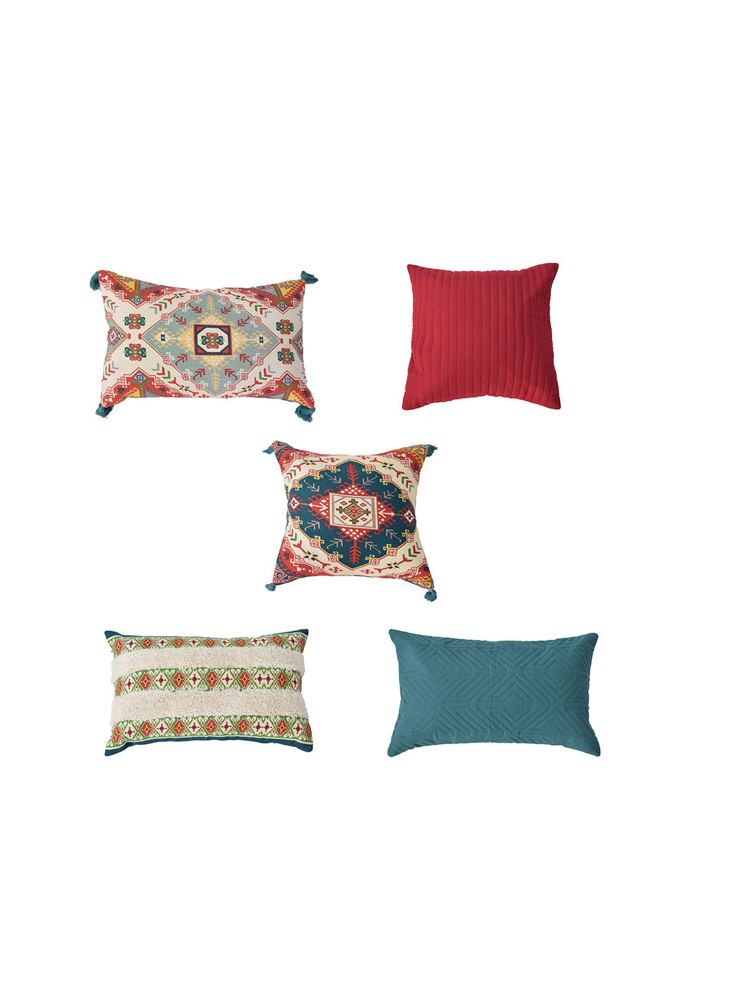 Set of 5 Zumba Square 40X40CM & Rectangle 30X50CM Cotton Cushion Covers