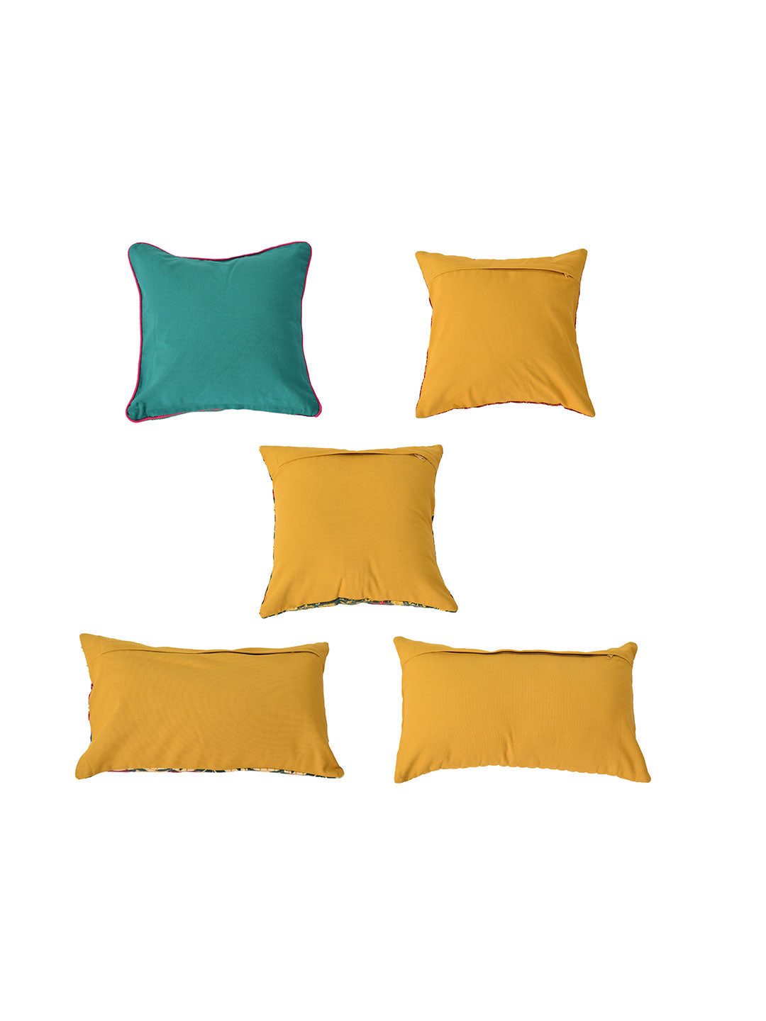 Set of 5 Botanical Garden Square and Rectangle Cotton Cushion Covers